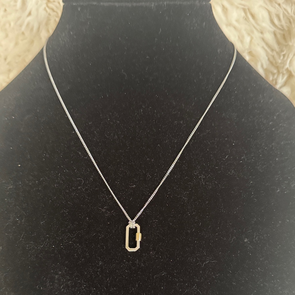 Allsaints Hexagon Carabiner Pendant Necklace 60$